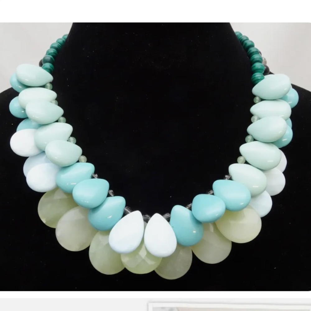 Stella & Dot Retired🧜🏼‍♀️Delilah Sea Greens+Turquoise Blue Statement Nec… - Picture 9 of 12